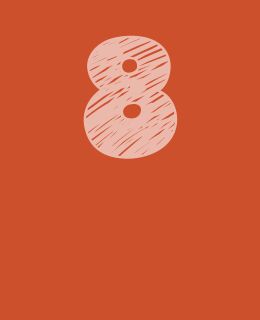 Le chiffre 8 sur fond orange