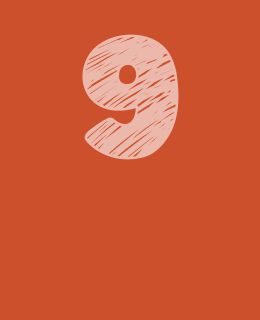 Le chiffre 9 sur fond orange